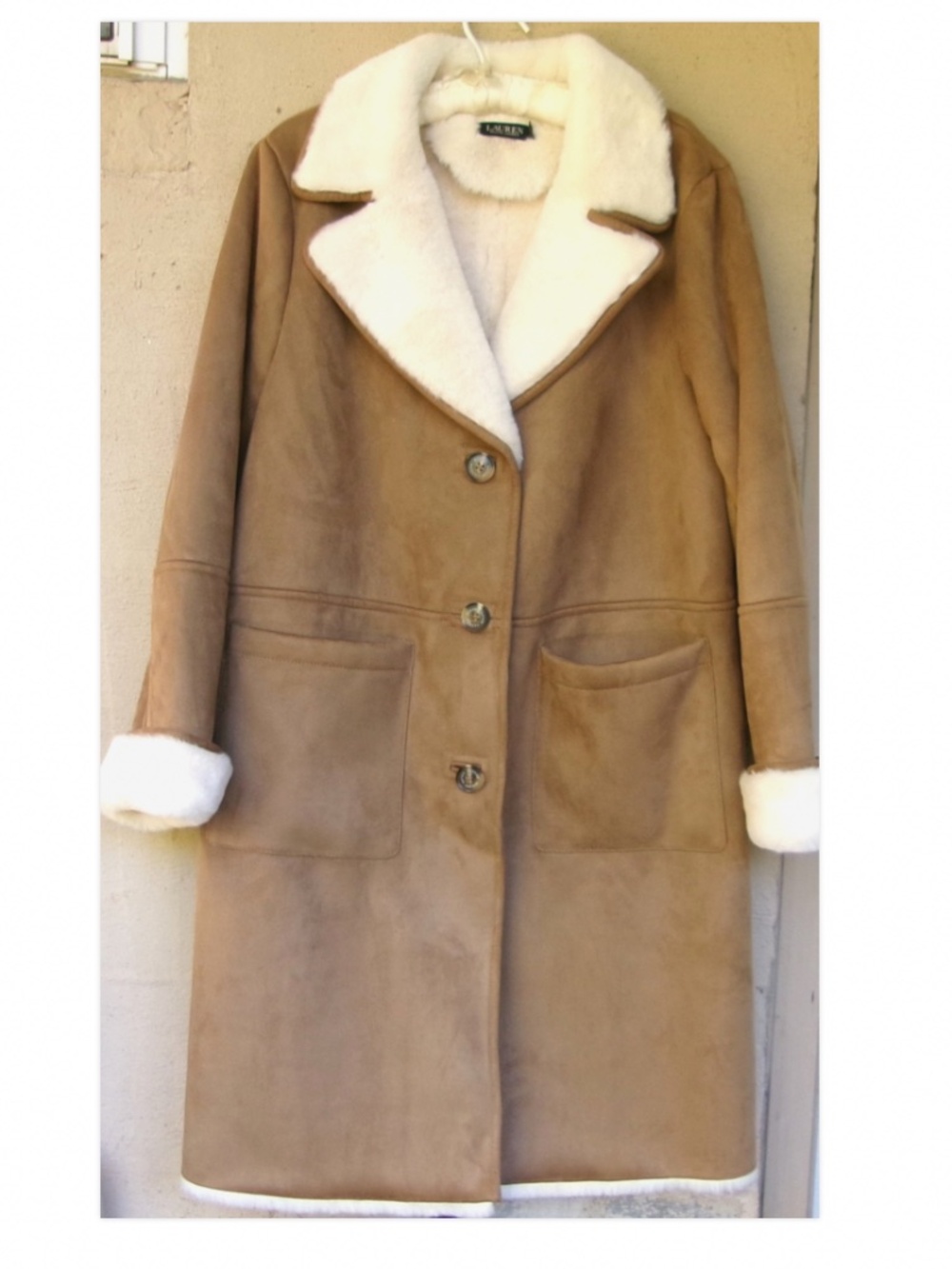 Lauren Ralph Lauren Faux-Suede & Ultra Soft  Faux-Shearling Coat     Large